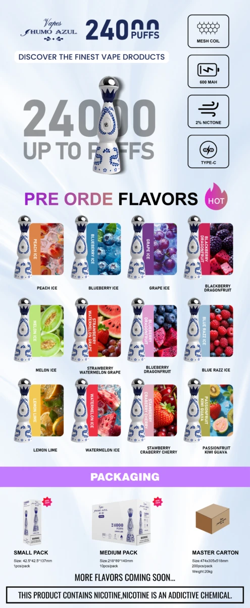 humo azul 24000 puffs vape flavor list