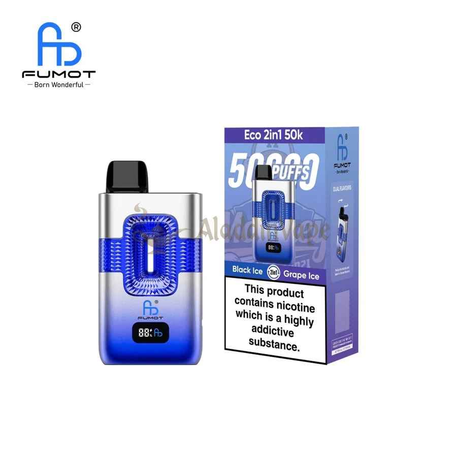Fumot Eco 2in1 50k Puffs Randm Disposable Vape Black Ice Grape Ice 4