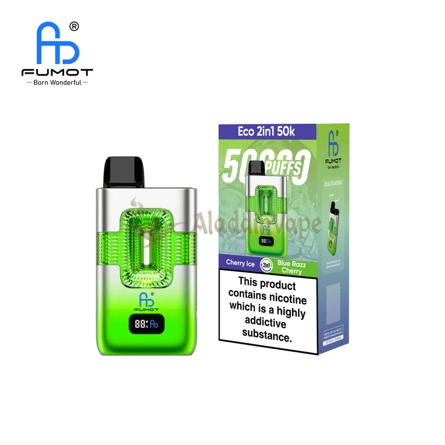 Fumot Eco 2in1 50k Puffs Randm Disposable Vape Cherry Ice Blue Razz Cherry 4
