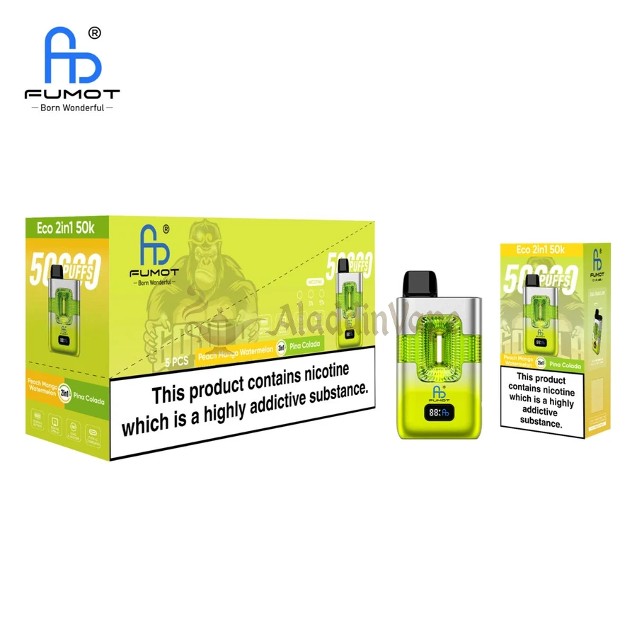 Fumot Eco 2in1 50k Puffs Randm Disposable Vape Peach Mango Watermelon Pina Colada
