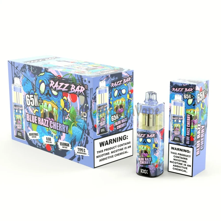 Razz Bar 65000 Puffs Wegwerp Vape Blauwe framboos Kers