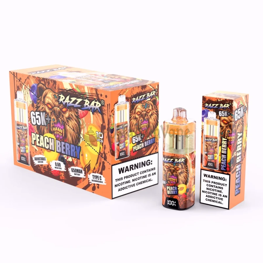 Razz Bar 65000 trekjes Wegwerp Vape Perzik Bes