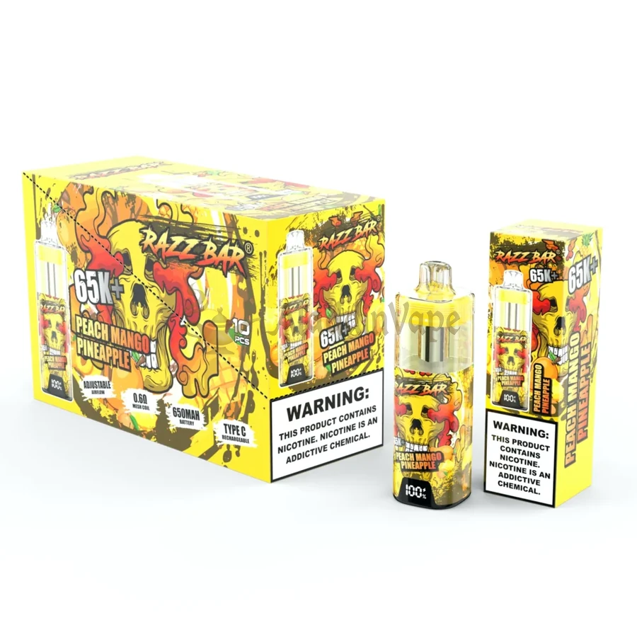 Razz Bar 65000 trekjes Wegwerp Vape Perzik Mango Ananas