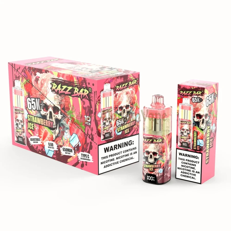 Razz Bar 65000 trekjes Wegwerp Vape Aardbei IJs