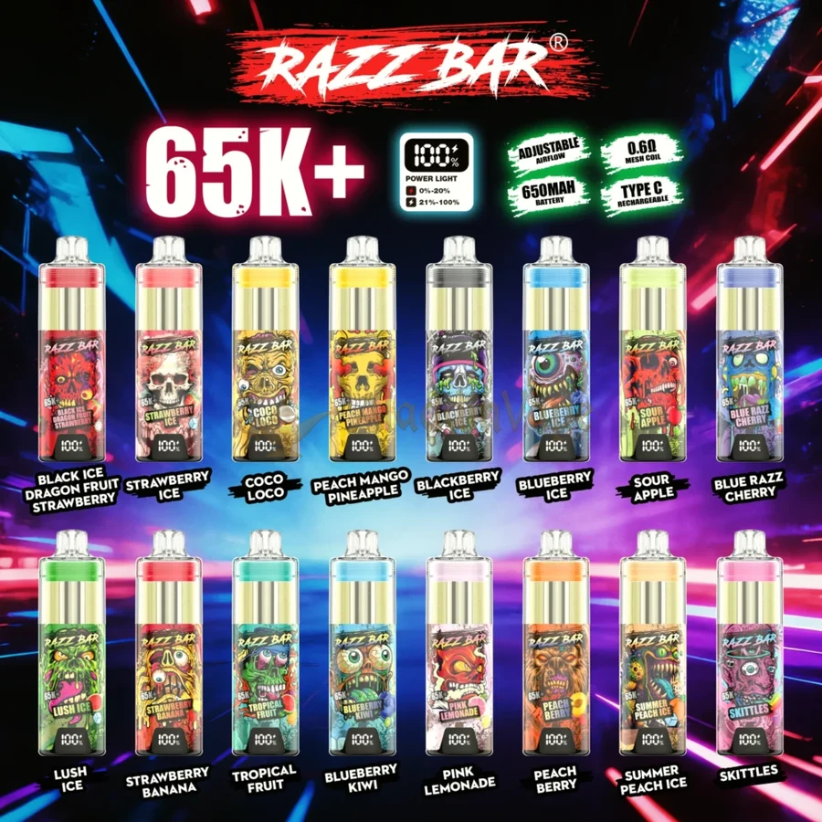 Razz Bar 65000 trekjes Wegwerp Vape Smaakcollectie