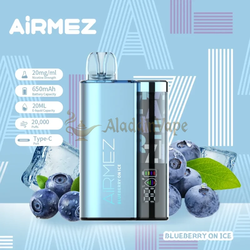 Airmez 20k potahů jednorázová vaporizér e-cigareta Příchuť Borůvka na ledu
