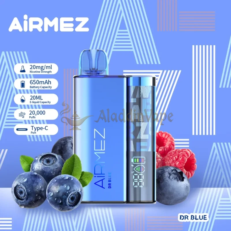 Airmez 20k potahů jednorázová vaporizér e-cigareta Příchuť Dr Blue