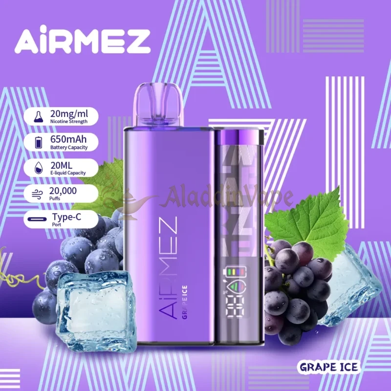 Airmez 20k potahů jednorázová vaporizér e-cigareta Příchuť Hroznový led