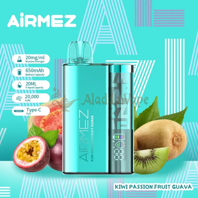 Airmez 20k potahů jednorázová vaporizér e-cigareta Příchuť Kiwi Mučenka Guava