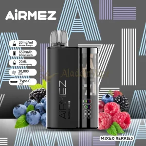 Airmez 20k Puffs Vape Descartável Cigarro Eletrônico Sabor Frutas Vermelhas Mistas