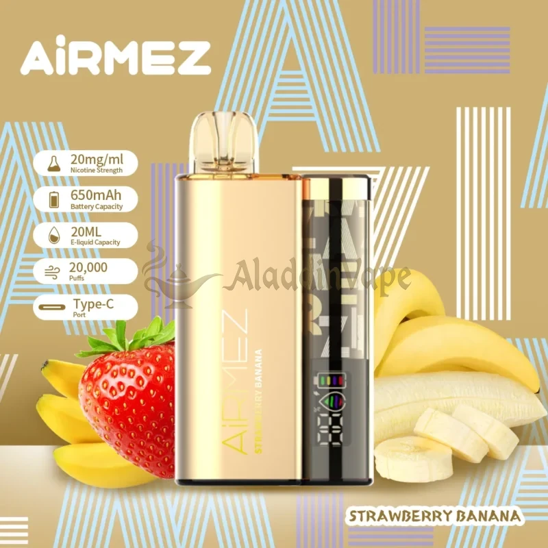Airmez 20k potahů jednorázová vaporizér e-cigareta Příchuť Jahoda Banán