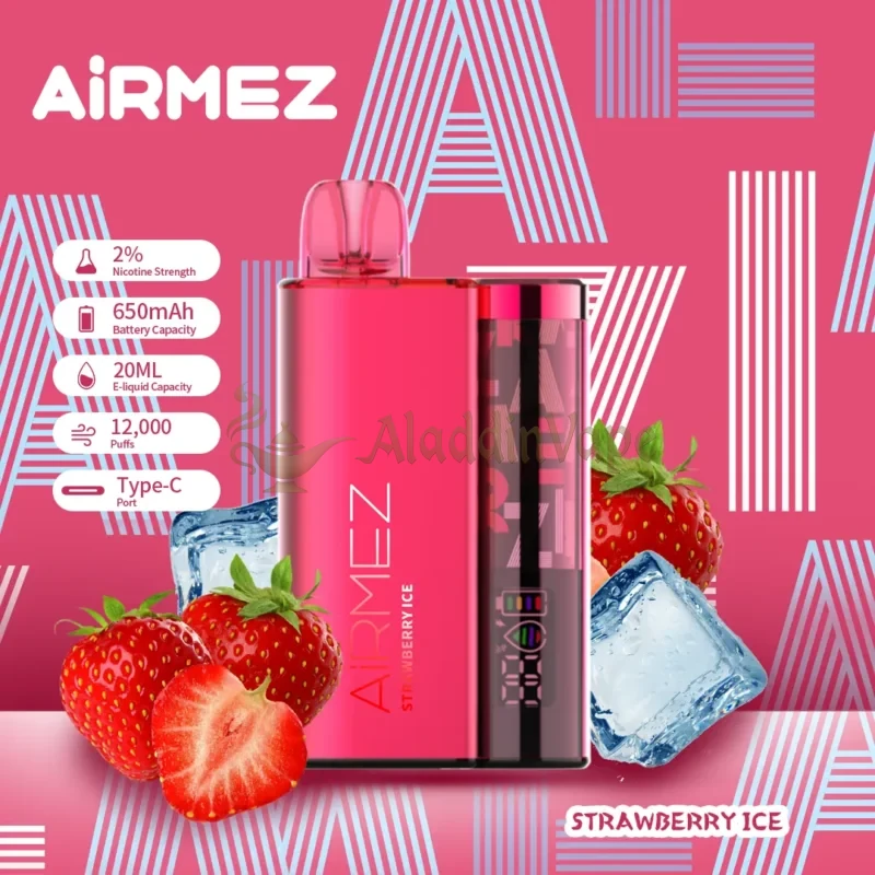 Airmez 20k potahů jednorázová vaporizér e-cigareta Příchuť Jahodový led