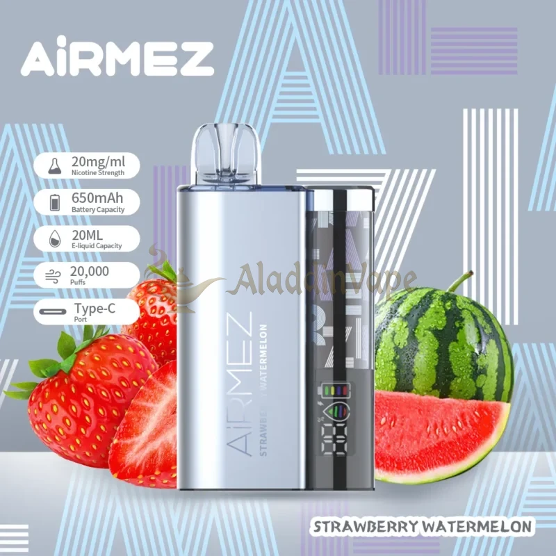 Airmez 20k potahů jednorázová vaporizér e-cigareta Příchuť Jahoda Vodní meloun