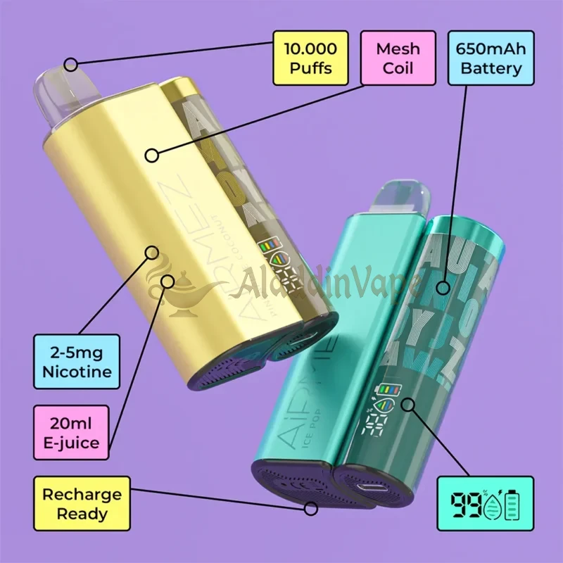 Airmez 20k potahů jednorázová vaporizér e-cigareta Tech 2
