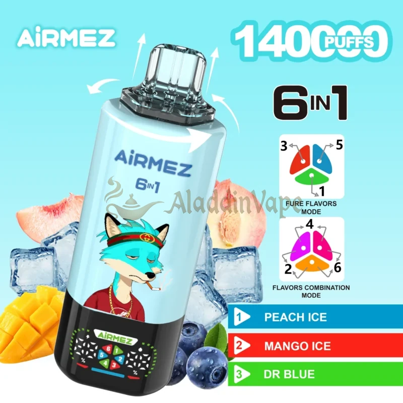 Airmez Fox 6 In 1 140k Puff 使い捨てベイプ セール中 フレーバー 6