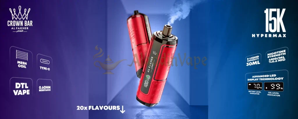 Al Fakher Crown Bar Hypermax 15000 15k Züge Einweg-Vape Poster