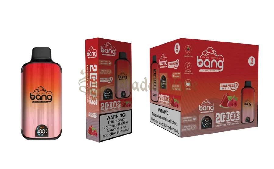 Bang 20000 20kパフ使い捨てベイプ スマートスクリーンメッシュコイル ラズベリーウォーターメロン