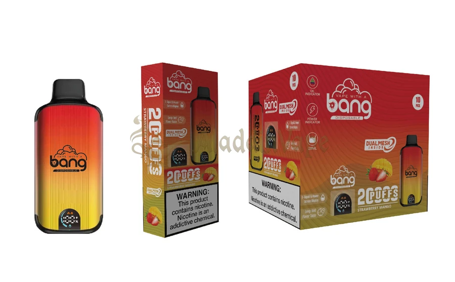 Bang 20000 20kパフ使い捨てベイプ スマートスクリーンメッシュコイル ストロベリーマンゴー