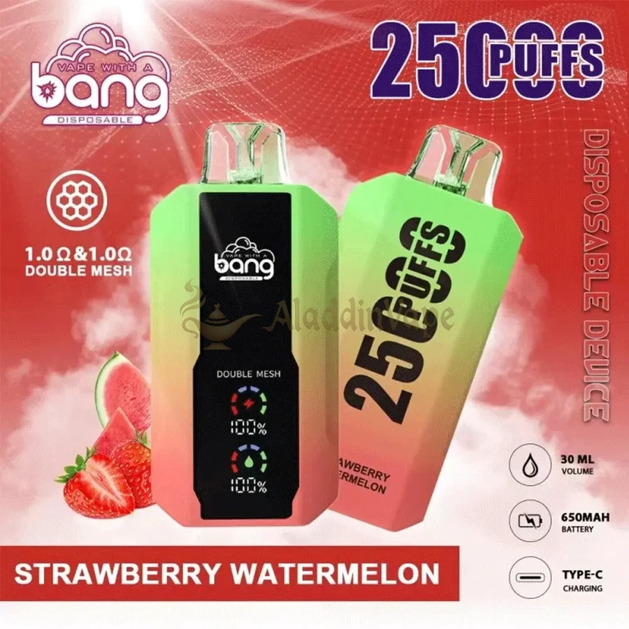 Bang 25000 25k Puffs Disposable Vape Double Meshstrawberry Watermelon