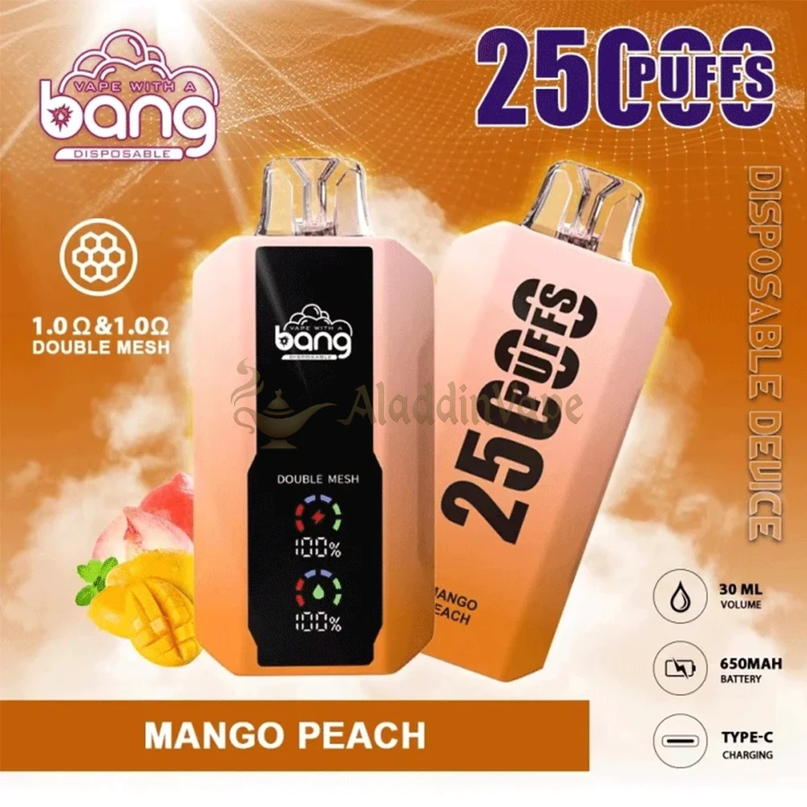 Bang 25000 25k Puffs Disposable Vape Double Meshmango Peach Flavor