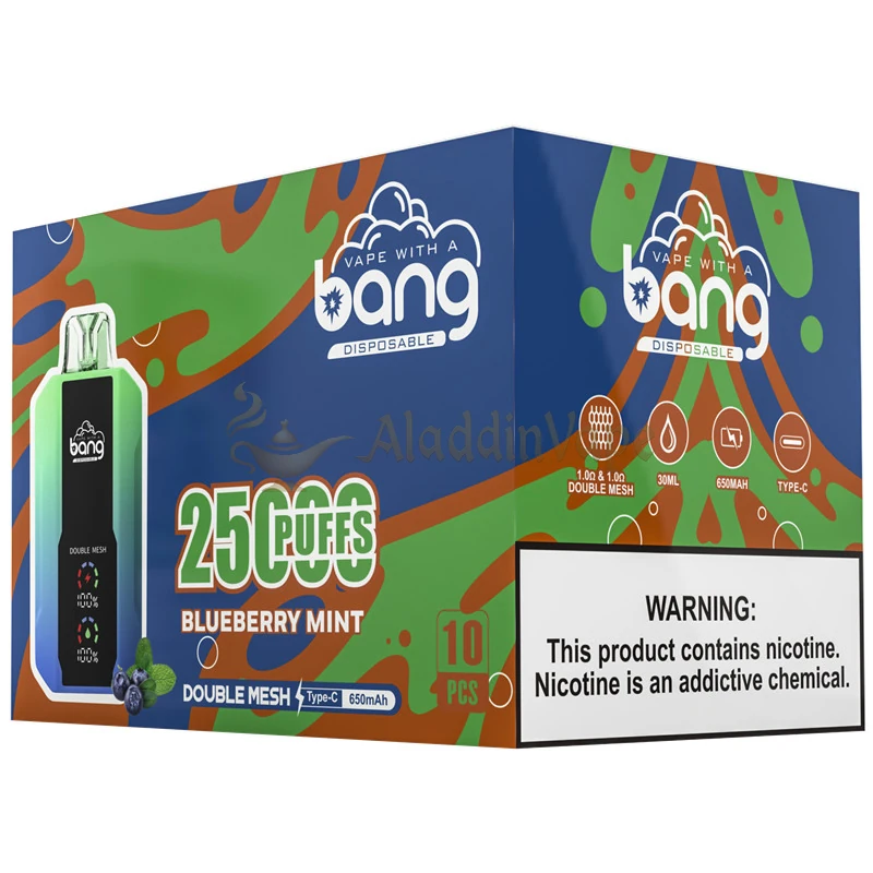 Bang 25000 25k Puffs Disposable Vape Double Meshpackaging Blueberry Mint