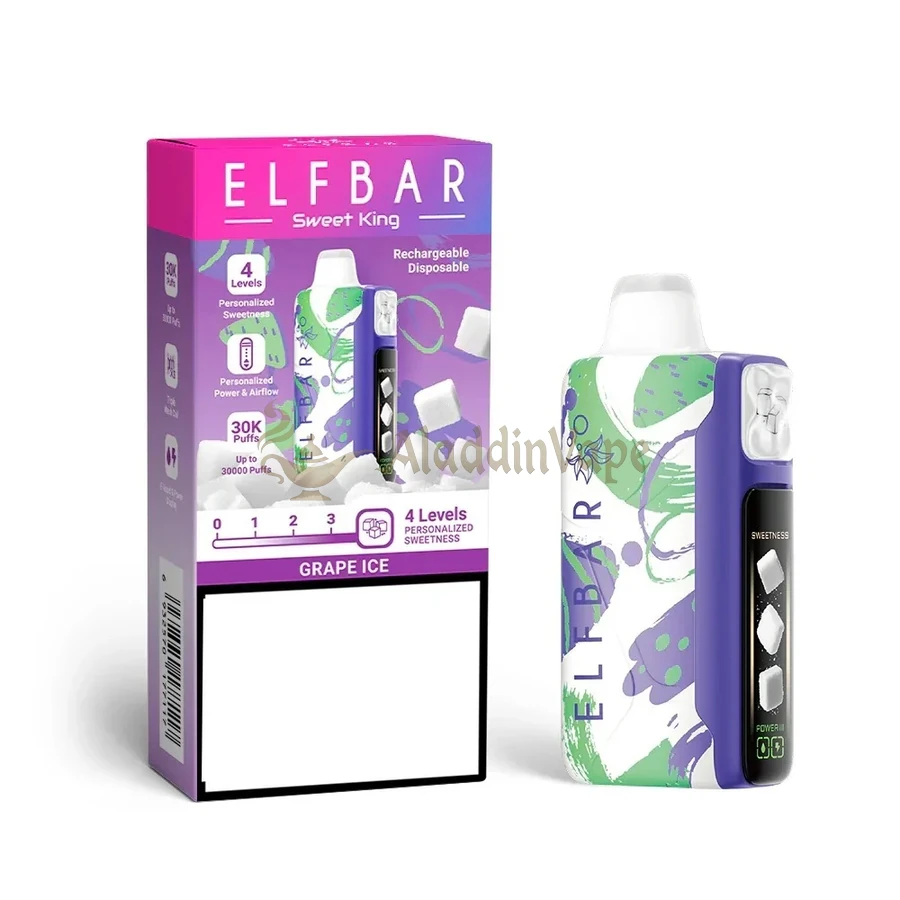 Elfbar King 30000 Puffs Disposable Vape Grape Ice パッケージ