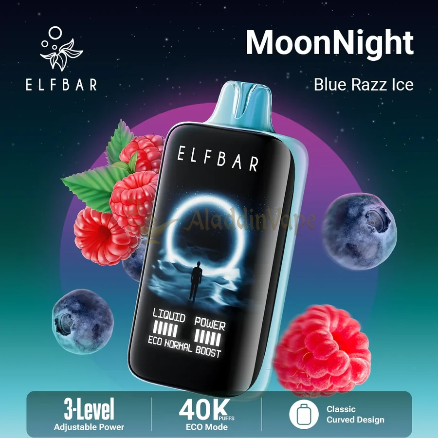 Elfbar Moonnight 40000 Potáhnutí Jednorázová Vape Modrá Malina Led
