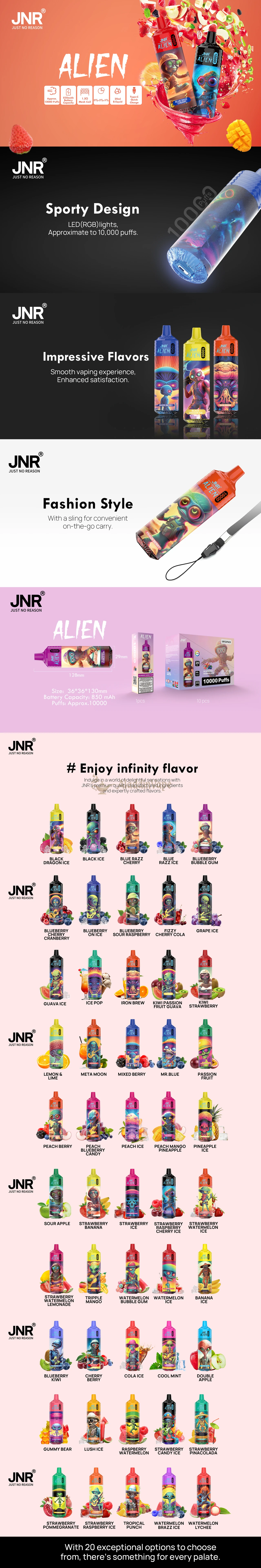 Jnr Alien 10000 Puffs Disposable Vape Detail