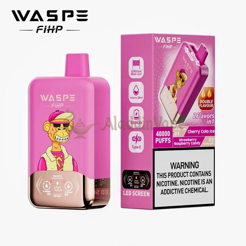 Waspe Fihp 40000 Puffs Disposable Vape Cherry Cola Ice Strawberry Raspberry Candy