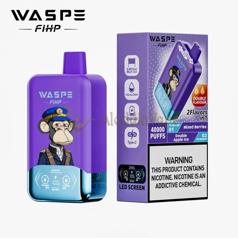 Waspe Fihp 40000 Puffs Disposable Vape Mixed Berries Double Apple Ice