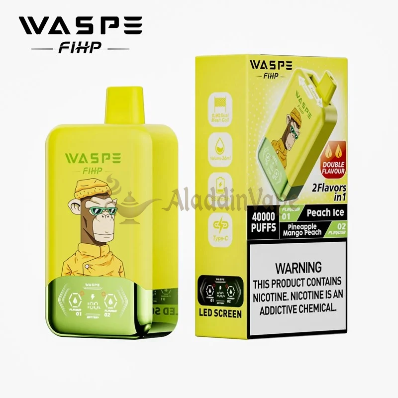 Waspe Fihp 40000 Puffs Disposable Vape Peach Ice Pineapple Mango Peach