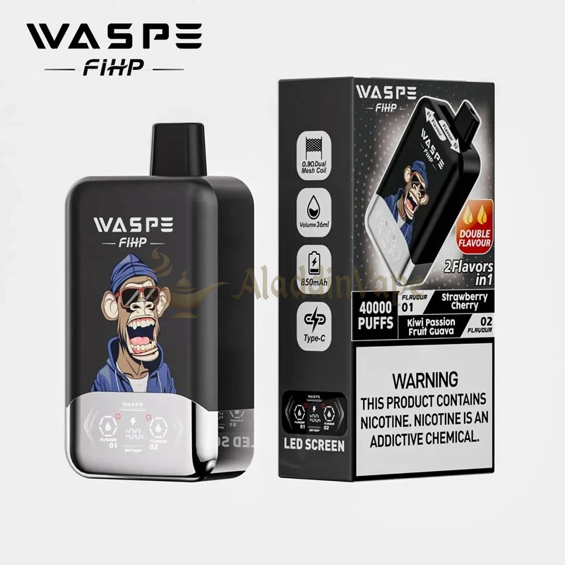 Waspe Fihp 40000 Puffs Disposable Vape Strawberry Cherry Kiwi Passion Fruit Guava