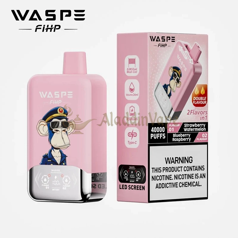 Waspe Fihp 40000 Puffs Disposable Vape Strawberry Watermelon Blueberry Raspberry