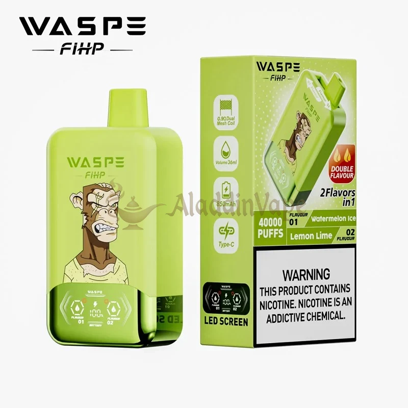 Waspe Fihp 40000 Puffs Disposable Vape Wholesale Watermelon Ice Lemon Lime