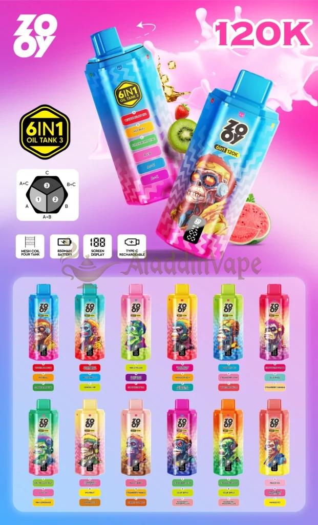 Zooy 120000 Potáhnutí Jednorázová Vape Kolekce příchutí